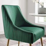 Discern Pleated Back Upholstered Performance Velvet Dining Chair Green EEI-3509-GRN