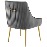 Discern Pleated Back Upholstered Performance Velvet Dining Chair Gray EEI-3509-GRY