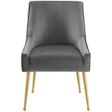 Discern Pleated Back Upholstered Performance Velvet Dining Chair Gray EEI-3509-GRY