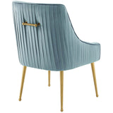 Discern Pleated Back Upholstered Performance Velvet Dining Chair Light Blue EEI-3509-LBU
