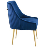 Discern Pleated Back Upholstered Performance Velvet Dining Chair Navy EEI-3509-NAV