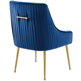 Discern Pleated Back Upholstered Performance Velvet Dining Chair Navy EEI-3509-NAV