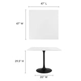 Modway Furniture Lippa 36" Square Wood Top Dining Table White EEI-3514-BLK-WHI
