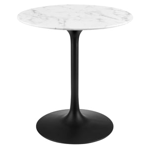 Modway Furniture Lippa 28" Round Artificial Marble Dining Table White EEI-3515-BLK-WHI