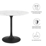 Modway Furniture Lippa 36" Round Artificial Marble Dining Table White EEI-3516-BLK-WHI