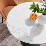 Modway Furniture Lippa 36" Round Artificial Marble Dining Table White EEI-3516-BLK-WHI