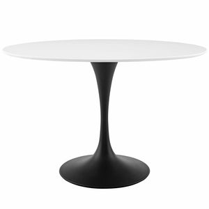 Modway Furniture Lippa 48" Oval Wood Top Dining Table WHITE BLACK EEI-3517-BLK-WHI