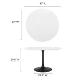 Modway Furniture Lippa 47" Round Wood Dining Table Gold White EEI-3522-BLK-WHI