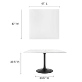 Modway Furniture Lippa 47" Square Wood Top Dining Table White EEI-3525-BLK-WHI