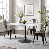 Modway Furniture Lippa 47" Square Wood Top Dining Table White EEI-3525-BLK-WHI
