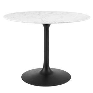 Modway Furniture Lippa 40" Round Artificial Marble Dining Table White EEI-3526-BLK-WHI