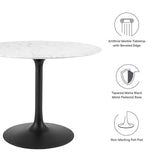 Modway Furniture Lippa 40" Round Artificial Marble Dining Table White EEI-3526-BLK-WHI