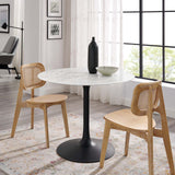 Modway Furniture Lippa 40" Round Artificial Marble Dining Table White EEI-3526-BLK-WHI