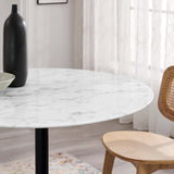 Modway Furniture Lippa 40" Round Artificial Marble Dining Table White EEI-3526-BLK-WHI