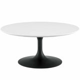 Modway Furniture Lippa 36" Round Wood Coffee Table Black White EEI-3535-BLK-WHI