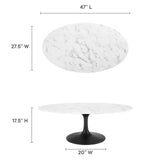 Modway Furniture Lippa 48" Oval-Shaped Artificial Marble Coffee Table Default Title EEI-3537-BLK-WHI