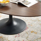 Lippa 48" Oval-Shaped Walnut Coffee Table Black Walnut EEI-3538-BLK-WAL