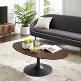 Lippa 48" Oval-Shaped Walnut Coffee Table Black Walnut EEI-3538-BLK-WAL