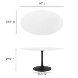 Modway Furniture Lippa 60" Oval Wood Top Dining Table White Black EEI-3539-BLK-WHI