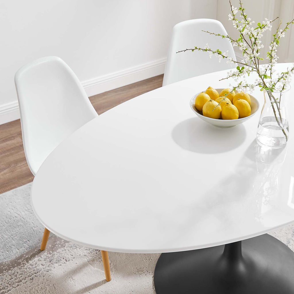 Modway Lippa 60 Oval-shaped Wood Top Dining Table in White