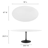 Modway Furniture Lippa 78" Oval Wood Dining Table Black White EEI-3540-BLK-WHI