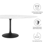 Modway Furniture Lippa 78" Oval Artificial Marble Dining Table Black White EEI-3542-BLK-WHI