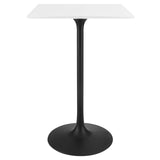 Modway Furniture Lippa 28" Square Wood Top Bar Table White EEI-3546-BLK-WHI