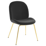 Scoop Gold Stainless Steel Leg Performance Velvet Dining Chair Black EEI-3548-BLK
