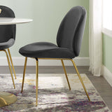 Scoop Gold Stainless Steel Leg Performance Velvet Dining Chair Black EEI-3548-BLK