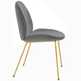 Modway Furniture Scoop Gold Stainless Steel Leg Performance Velvet Dining Chair Gray 23 x 21 x 33.5