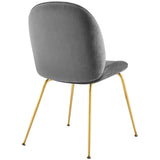 Modway Furniture Scoop Gold Stainless Steel Leg Performance Velvet Dining Chair Gray 23 x 21 x 33.5