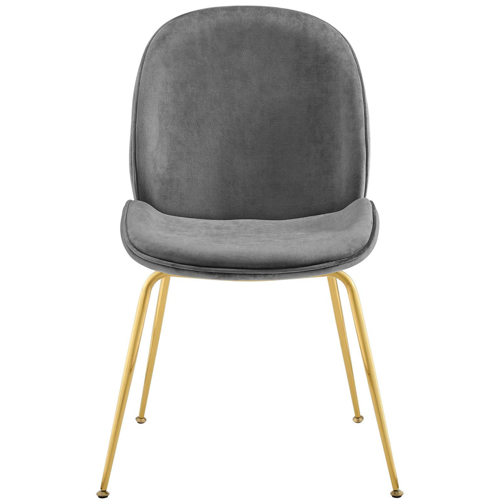 Modway Furniture Scoop Gold Stainless Steel Leg Performance Velvet Dining Chair Gray 23 x 21 x 33.5