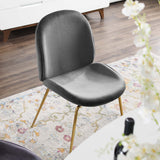 Modway Furniture Scoop Gold Stainless Steel Leg Performance Velvet Dining Chair Gray 23 x 21 x 33.5