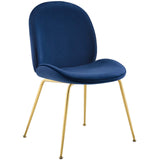 Scoop Gold Stainless Steel Leg Performance Velvet Dining Chair Navy EEI-3548-NAV