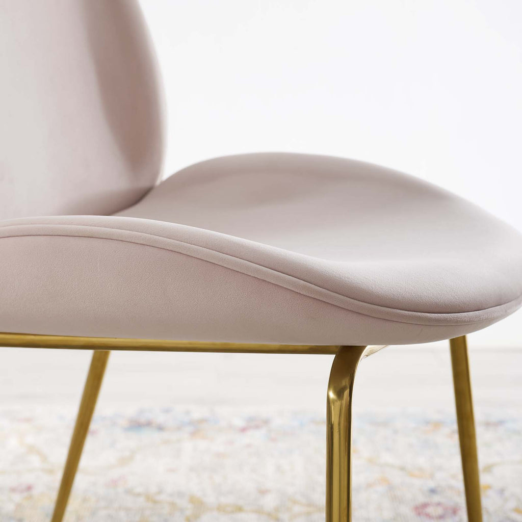Scoop Gold Stainless Steel Leg Performance Velvet Dining Chair Pink EEI-3548-PNK