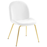 Scoop Gold Stainless Steel Leg Performance Velvet Dining Chair White EEI-3548-WHI