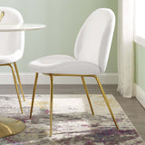 Scoop Gold Stainless Steel Leg Performance Velvet Dining Chair White EEI-3548-WHI