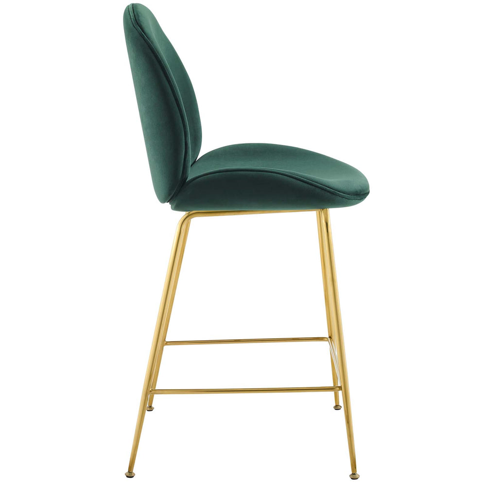 Scoop Gold Stainless Steel Leg Performance Velvet Counter Stool Green EEI-3549-GRN