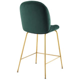 Scoop Gold Stainless Steel Leg Performance Velvet Counter Stool Green EEI-3549-GRN