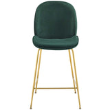 Scoop Gold Stainless Steel Leg Performance Velvet Counter Stool Green EEI-3549-GRN