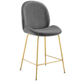 Scoop Gold Stainless Steel Leg Performance Velvet Counter Stool Gray EEI-3549-GRY