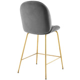 Scoop Gold Stainless Steel Leg Performance Velvet Counter Stool Gray EEI-3549-GRY