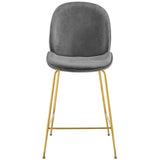 Scoop Gold Stainless Steel Leg Performance Velvet Counter Stool Gray EEI-3549-GRY