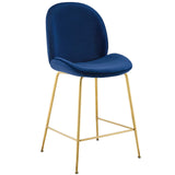 Scoop Gold Stainless Steel Leg Performance Velvet Counter Stool Navy EEI-3549-NAV