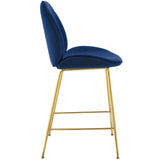 Scoop Gold Stainless Steel Leg Performance Velvet Counter Stool Navy EEI-3549-NAV