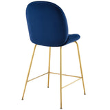 Scoop Gold Stainless Steel Leg Performance Velvet Counter Stool Navy EEI-3549-NAV