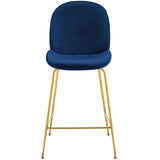 Scoop Gold Stainless Steel Leg Performance Velvet Counter Stool Navy EEI-3549-NAV