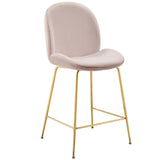 Scoop Gold Stainless Steel Leg Performance Velvet Counter Stool Pink EEI-3549-PNK