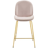 Scoop Gold Stainless Steel Leg Performance Velvet Counter Stool Pink EEI-3549-PNK