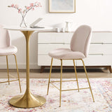 Scoop Gold Stainless Steel Leg Performance Velvet Counter Stool Pink EEI-3549-PNK